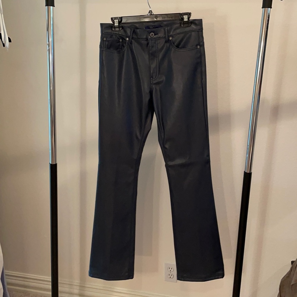 Navy Pleather Pants